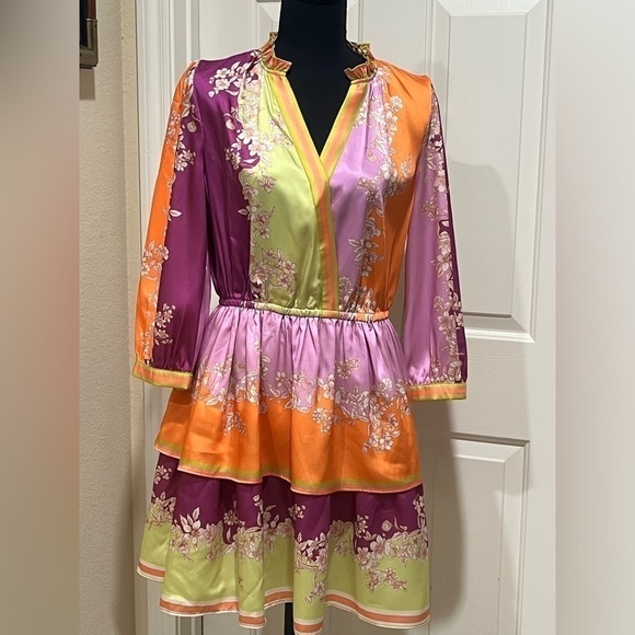 CURRANT AIR CHIARA FLORAL BLOCK MINI DRESS WOMENS SIZE M( 6-8) - Picture 2 of 10